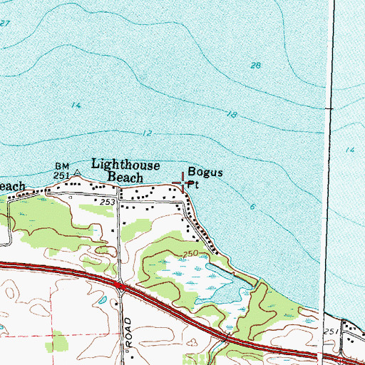 Topographic Map of Bogus Point, NY