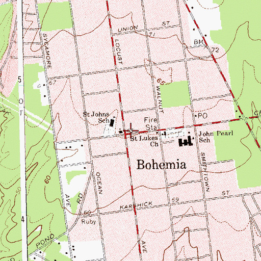 Topographic Map of Bohemia, NY