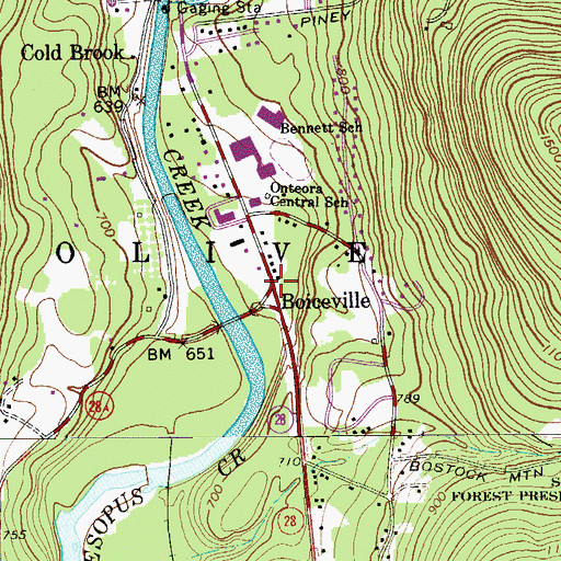 Topographic Map of Boiceville, NY