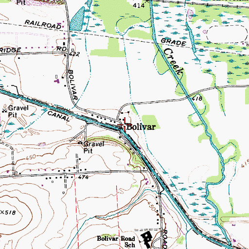 Topographic Map of Bolivar, NY