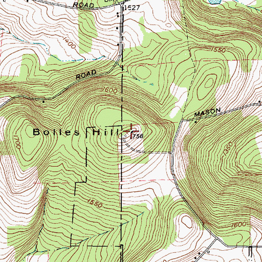Topographic Map of Bolles Hill, NY