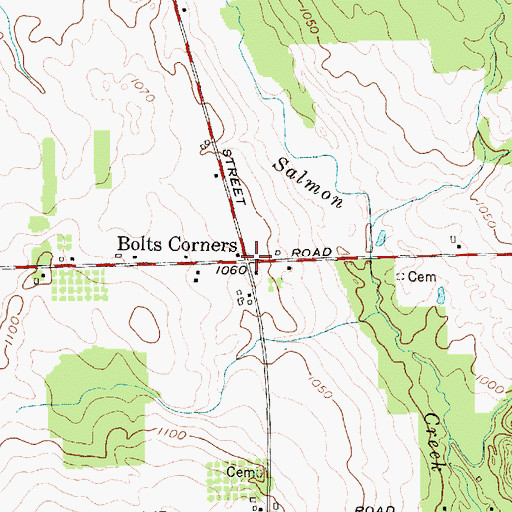 Topographic Map of Bolts Corners, NY