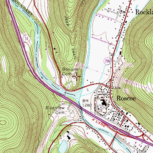 Topographic Map of Bon Air Cemetery, NY