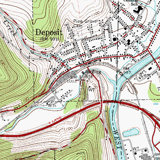 Topographic Map of Bone Creek, NY