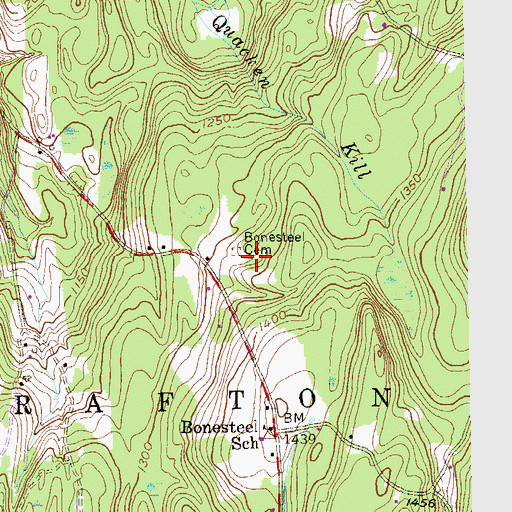Topographic Map of Bonesteel Cemetery, NY