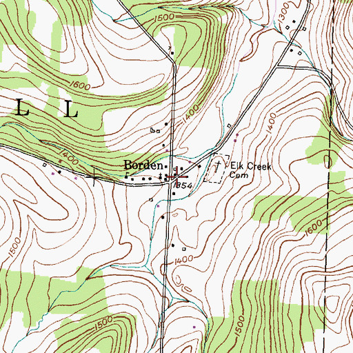 Topographic Map of Borden, NY