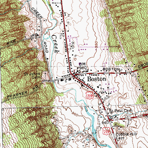 Topographic Map of Boston, NY