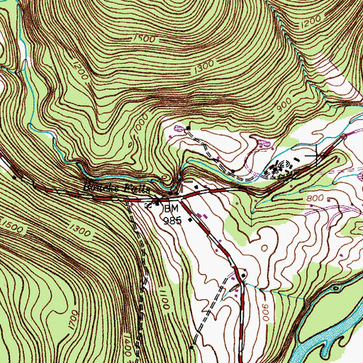 Topographic Map of Boucks Falls, NY