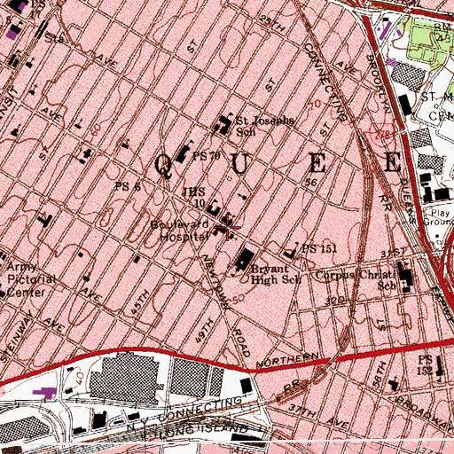 Topographic Map of Boulevard Hospital (historical), NY