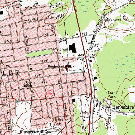 Topographic Map of Boulevard School, NY