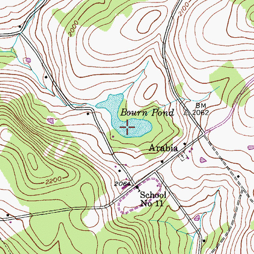 Topographic Map of Bourn Pond, NY