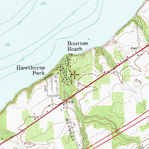 Topographic Map of Bournes Beach, NY