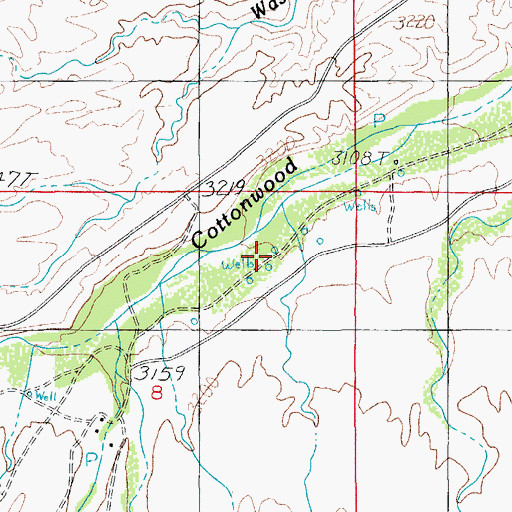 Topographic Map of Pima Well, AZ
