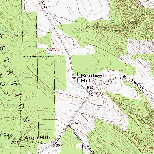 Topographic Map of Boutwell Hill, NY