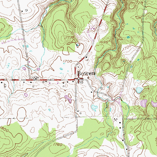 Topographic Map of Bowen, NY