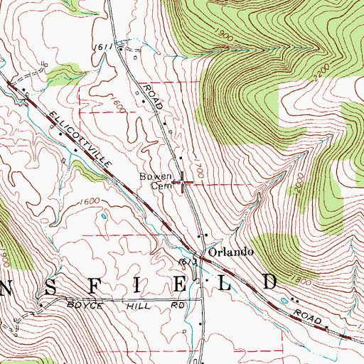 Topographic Map of Bowen Cemetery, NY