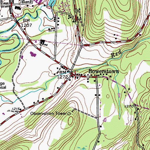 Topographic Map of Bowerstown, NY