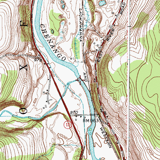 Topographic Map of Bowman Creek, NY
