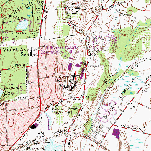 Topographic Map of Bowne Hospital (historical), NY
