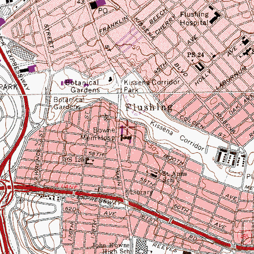 Topographic Map of New York Presbyterian / Queens, NY
