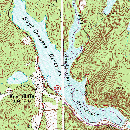 Topographic Map of Boyd Corners Reservoir, NY