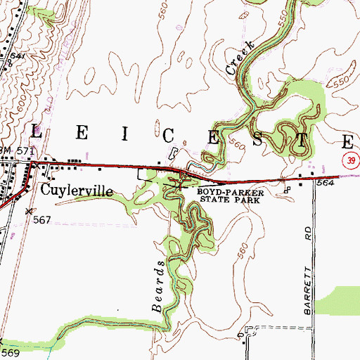 Topographic Map of Boyd-Parker State Park, NY