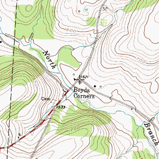 Topographic Map of Boyds Corners, NY