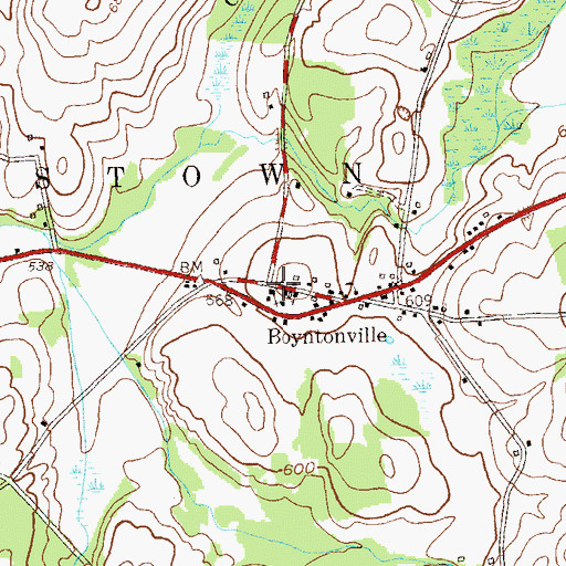 Topographic Map of Boyntonville, NY
