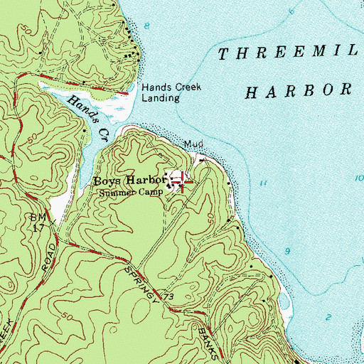 Topographic Map of Boys Harbor Summer Camp, NY