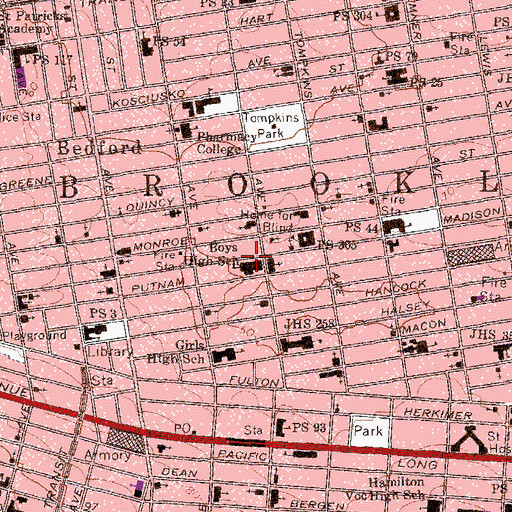 Topographic Map of Boys High School, NY