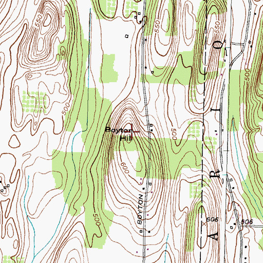 Topographic Map of Boyton Hill, NY