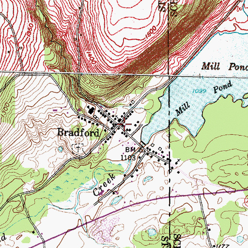 Topographic Map of Bradford, NY