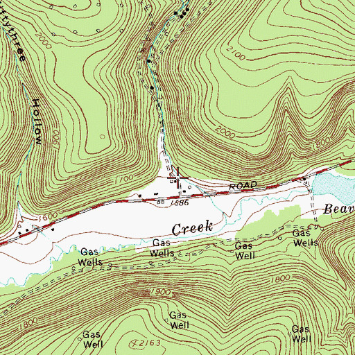 Topographic Map of Bradford Hollow, NY
