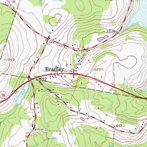 Topographic Map of Bradley, NY