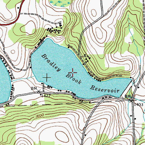 Topographic Map of Bradley Brook Reservoir, NY