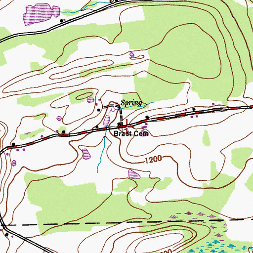 Topographic Map of Bradt Cemetery, NY