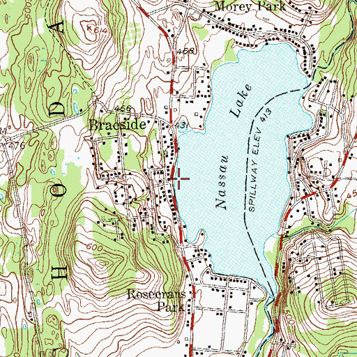 Topographic Map of Braeside, NY