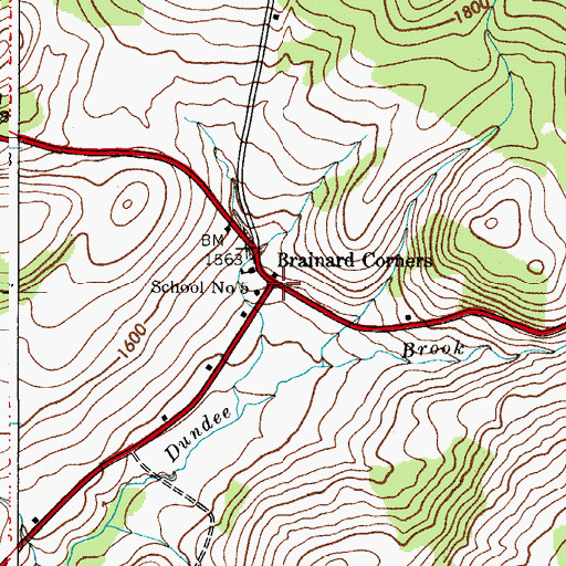 Topographic Map of Brainard Corners, NY