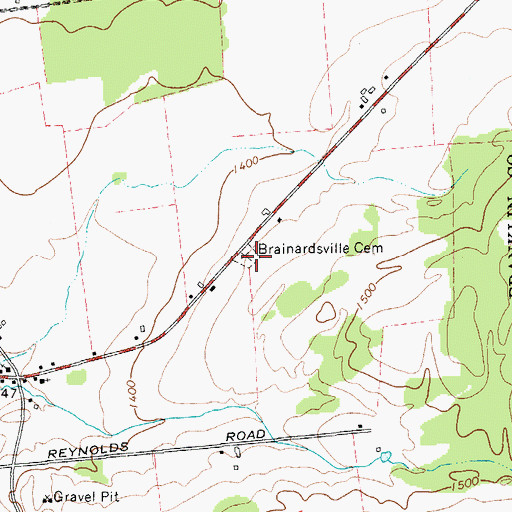 Topographic Map of Brainardsville Cemetery, NY