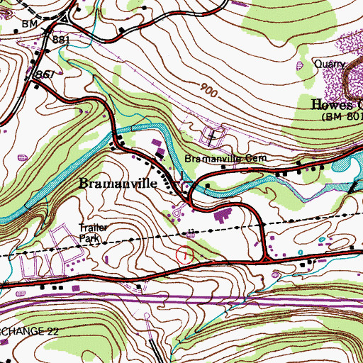 Topographic Map of Bramanville, NY