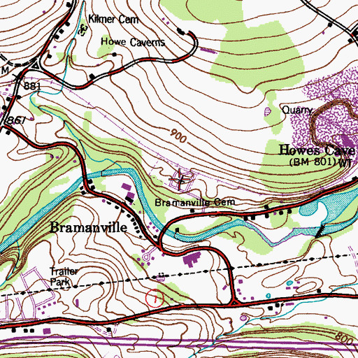 Topographic Map of Bramanville Cemetery, NY