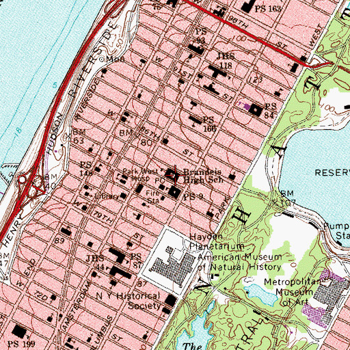 Topographic Map of Louis D Brandeis High School, NY