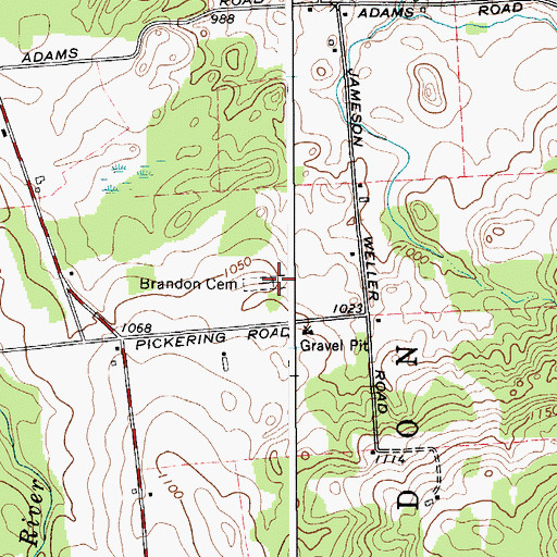 Topographic Map of Brandon Cemetery, NY