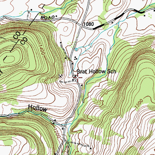 Topographic Map of Brat Hollow School (historical), NY