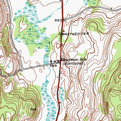 Topographic Map of Braymer School (historical), NY