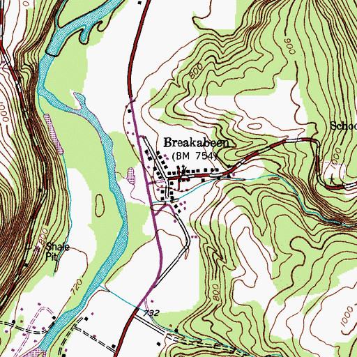 Topographic Map of Breakabeen, NY