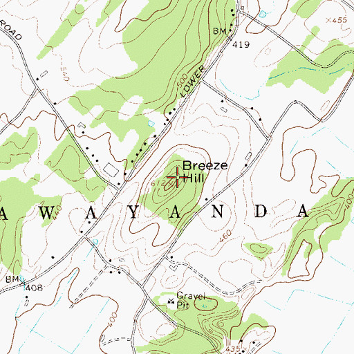 Topographic Map of Breeze Hill, NY