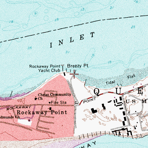 Topographic Map of Breezy Point, NY
