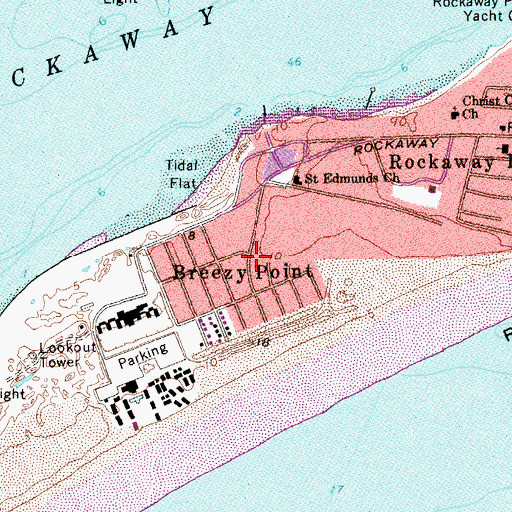 Topographic Map of Breezy Point, NY