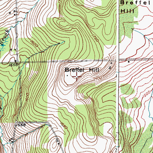Topographic Map of Breffel Hill, NY